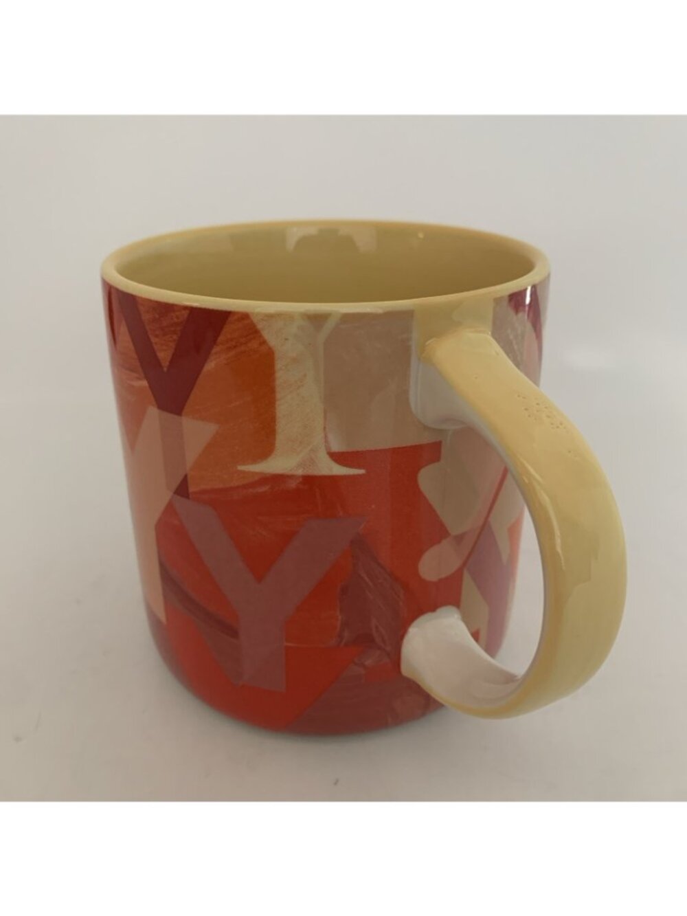 Anthropologie Lottie Monogram Y Mug 16 oz Orange Red Initial Coffee Cup - Picture 2 of 9